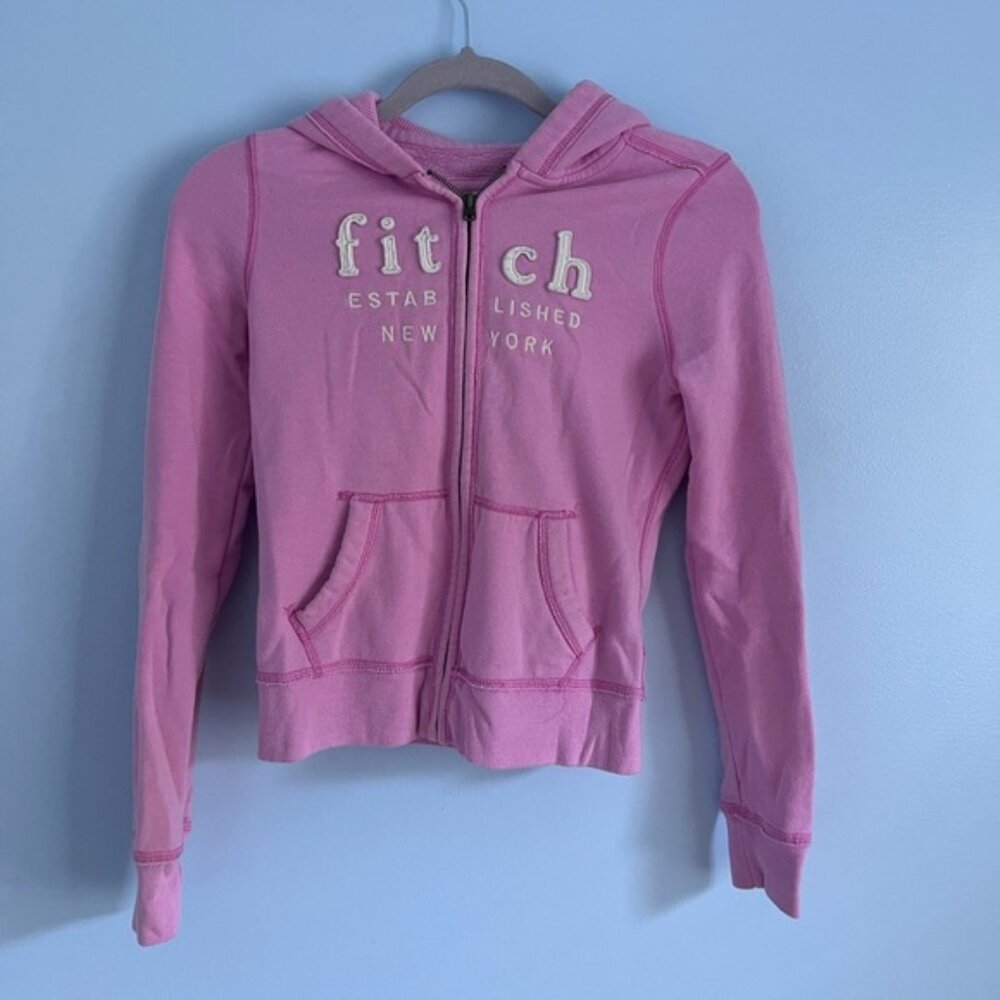 Abercrombie and Fitch pink zip up hoodie with pockets. Kids size XL